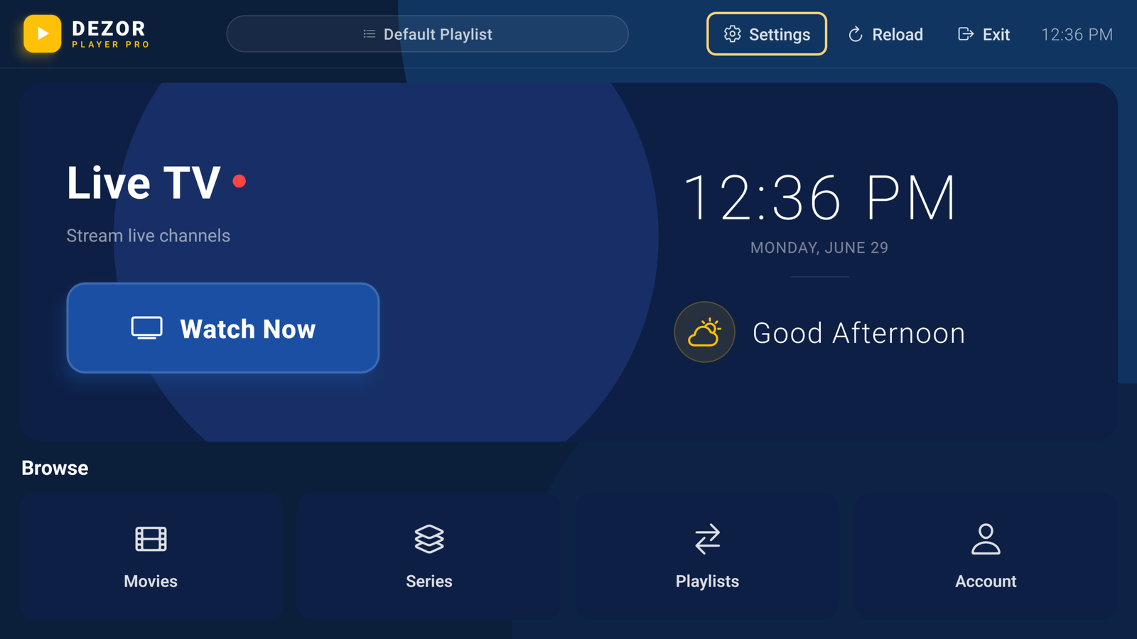 Dezor Player Pro - Home Screen
