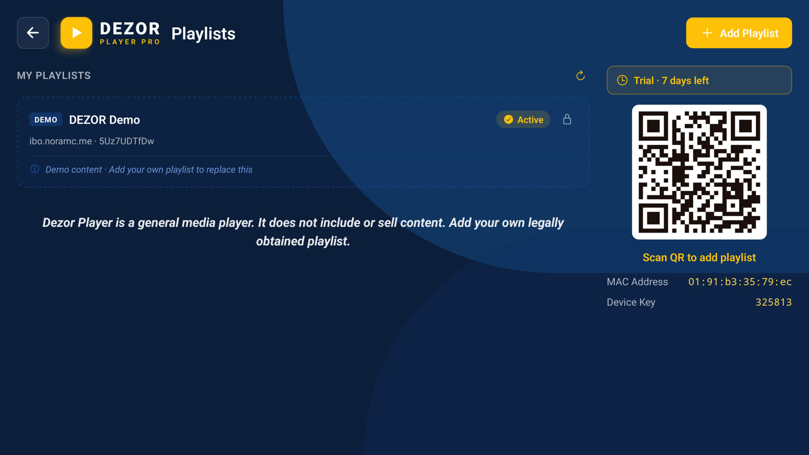 Dezor Player Pro - Playlists