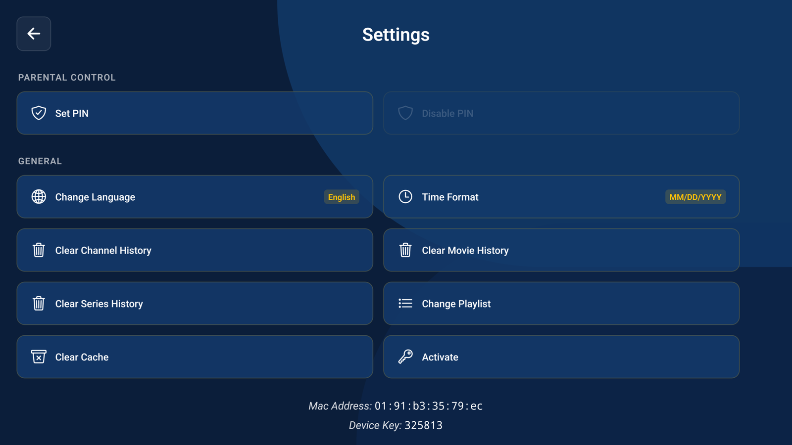 Dezor Player Pro - Settings